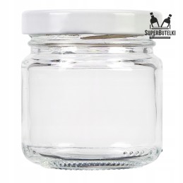106 ml stiklinis indas su metaliniu dangteliu.