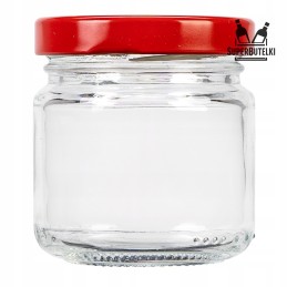 106 ml stiklinis indas su metaliniu dangteliu.