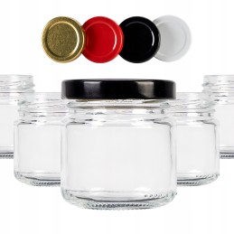 106 ml stiklinis indas su metaliniu dangteliu.