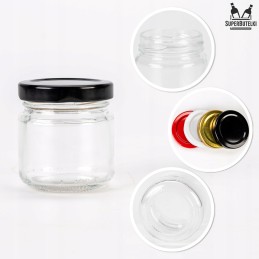 106 ml stiklinis indas su metaliniu dangteliu.