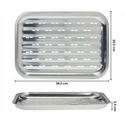Perforuotas plieninis kepimo padėklas 34,5x24,5 cm / BBQ