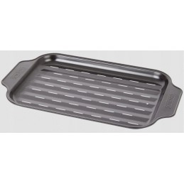 Padėklas, keptuvė, krepšelis, priedai kepimui ant grotelių, grilis be riebalų.