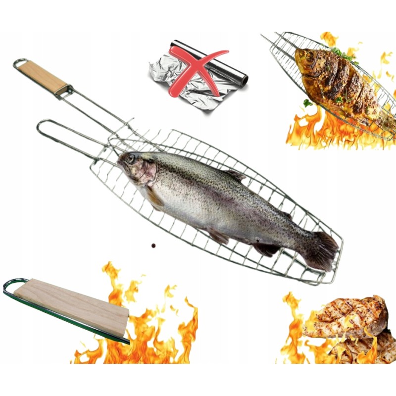 Grilio tinklelis žuviai ir daržovėms, išmatavimai 40/16 cm