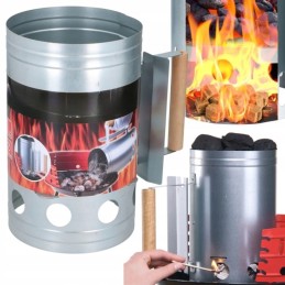 Tvirtas kaminas anglims, briketams, griliui, ugniai židinio starteryje uždegti