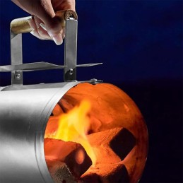 Tvirtas kaminas anglims, briketams, griliui, ugniai židinio starteryje uždegti