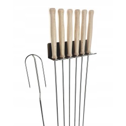 Židinio šakių laikiklis ir atramos 6 nerūdijančio plieno kabykloms