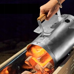 Tvirtas kaminas anglims, briketams, griliui, ugniai židinio starteryje uždegti