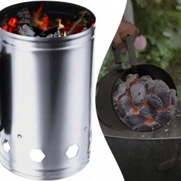 Tvirtas kaminas anglims, briketams, griliui, ugniai židinio starteryje uždegti