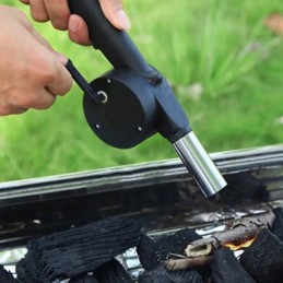 Handheld blower for lighting a grill fire