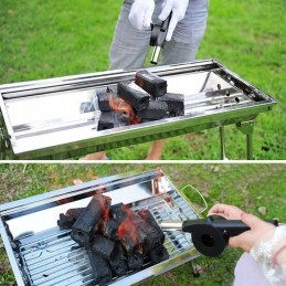 Handheld blower for lighting a grill fire