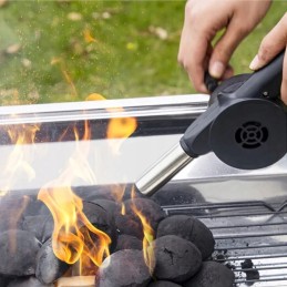 Handheld blower for lighting a grill fire