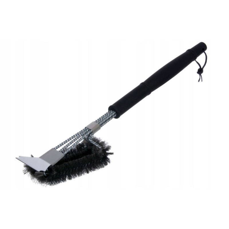 Nerūdijančio plieno grotelių grilio šepetys, 3 eilių, su grandikliu