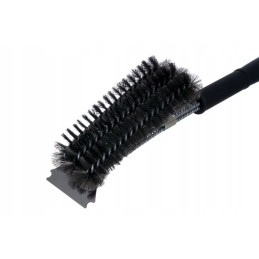 Nerūdijančio plieno grotelių grilio šepetys, 3 eilių, su grandikliu