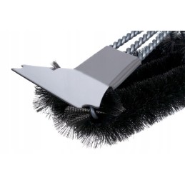 Nerūdijančio plieno grotelių grilio šepetys, 3 eilių, su grandikliu