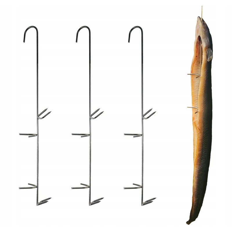 H 329 kabliukai unguriams rūkyti, ilgis 32cm, rūkymo kabliukas, 4 peiliukai, lenkiškas kabliukas