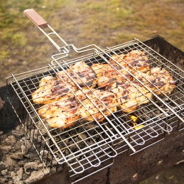 Grotelės mėsai, žuviai ir daržovėms kepti, uždaros, plieninės grilio grotelės 24x30