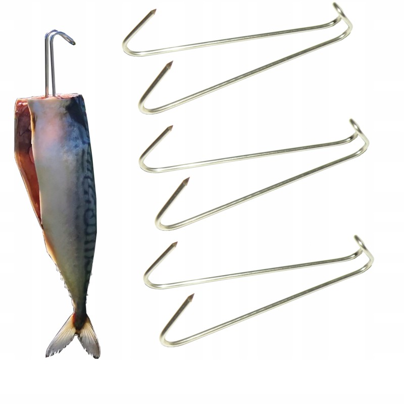 Rūkymo kabliukas, 10 vienetų rinkinys, dvigubas kabliukas 12 cm, storis 2,4 mm inox