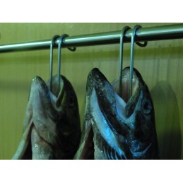 Rūkymo kabliukas, 10 vienetų rinkinys, dvigubas kabliukas 12 cm, storis 2,4 mm inox