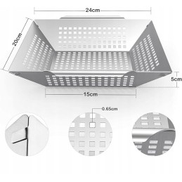 Kepimo skarda, grilio krepšelis su žnyplėmis, teptukas tepimui ir 2 silikono gabalėliai