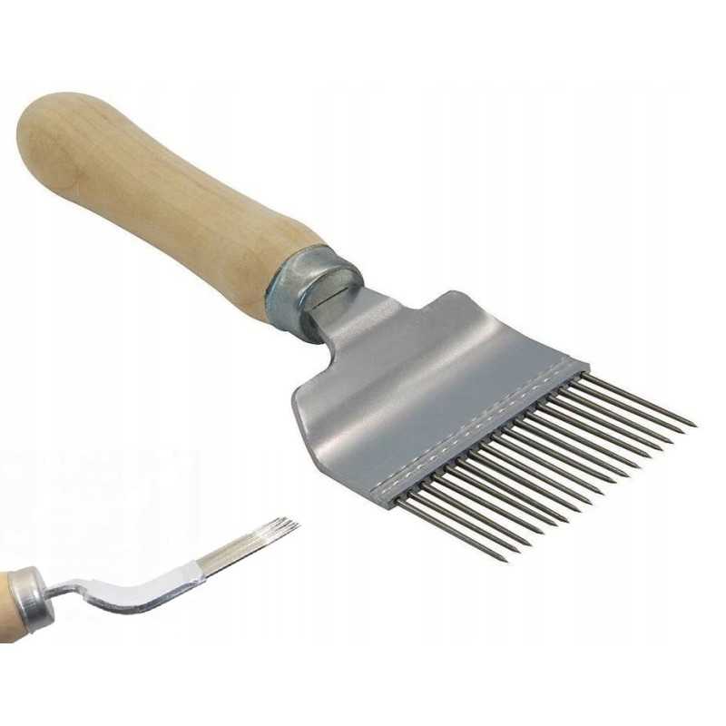 Tiesios adatos šakių atsukimo mašina, nerūdijančio plieno adatos, medinė rankena