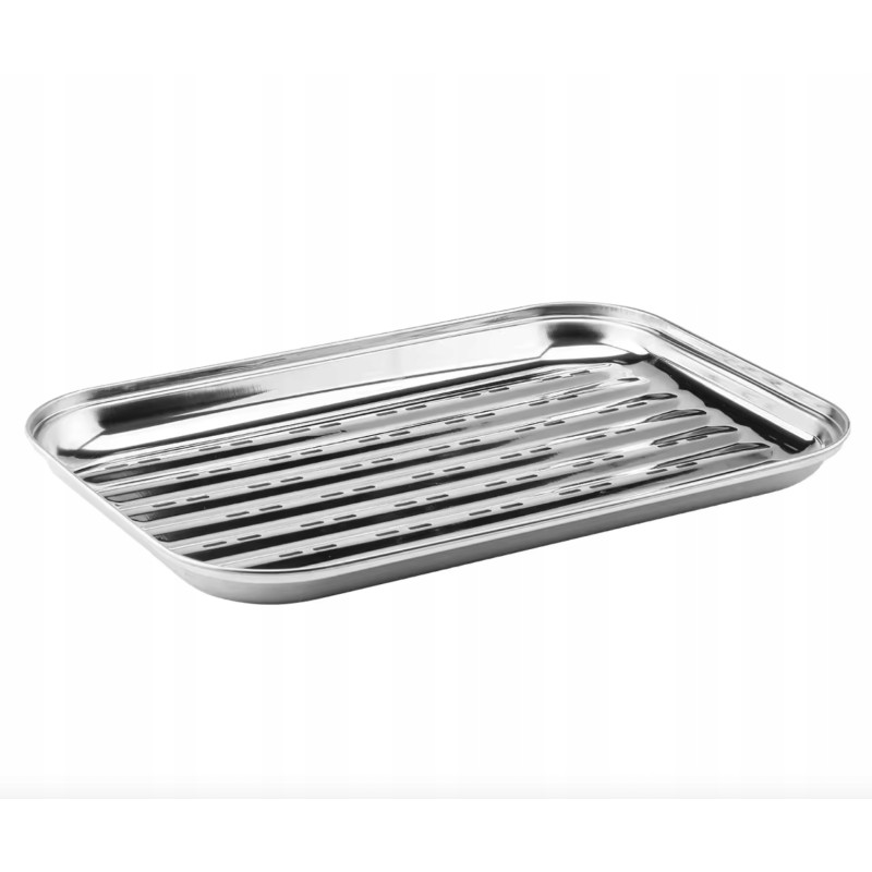Stačiakampio formos, nerūdijančio plieno, daugkartinio naudojimo grilio padėklas