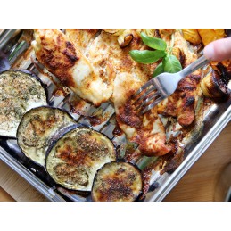 Stačiakampio formos, nerūdijančio plieno, daugkartinio naudojimo grilio padėklas