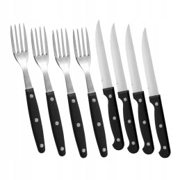 Grilio stalo įrankių rinkinys 8 vnt, šakutės, peiliai, nerūdijantis plienas