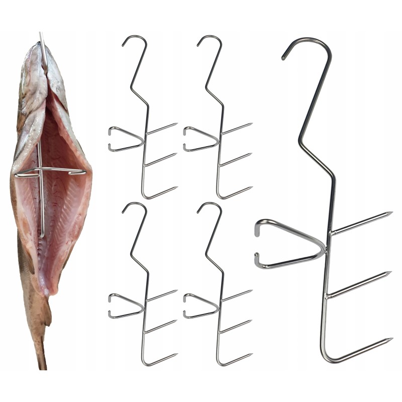 H 322 kabliukai, trigubas kabliukas žuviai rūkyti, 20 cm inox