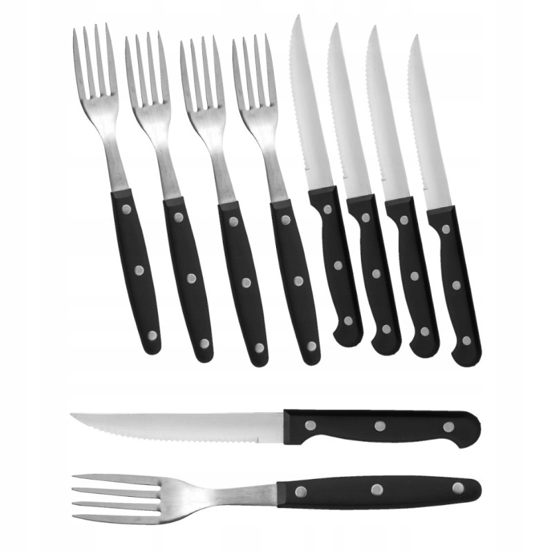 Pikniko kepsninės stalo įrankiai 8 vnt, peiliai ir šakutės su s