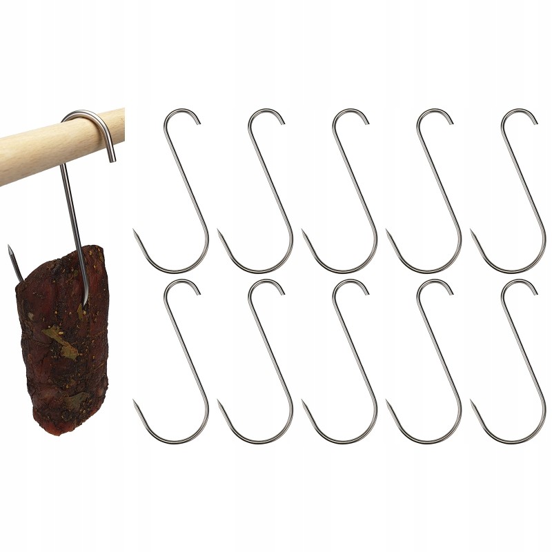 Kabliukas kumpio mėsai s18 liuksai 4mm 18cm inox 10 vnt.