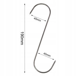 Kabliukas kumpio mėsai s18 liuksai 4mm 18cm inox 10 vnt.