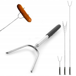 Šašlykinės laužo pagaliukų rinkinys, teleskopinė šakutė dešrelėms kepti, 4 vnt