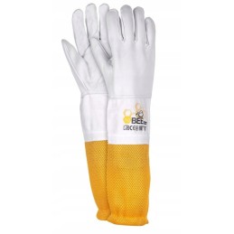 Apsauginės iki alkūnės bitininkavimo pirštinės iš bičių ožkos odos