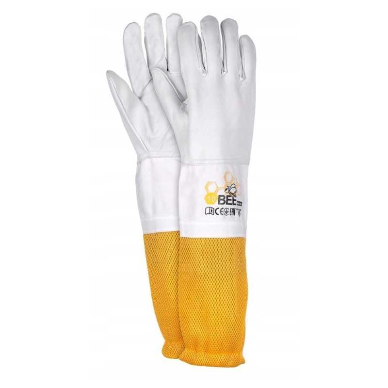 Apsauginės iki alkūnės bitininkavimo pirštinės iš bičių ožkos odos