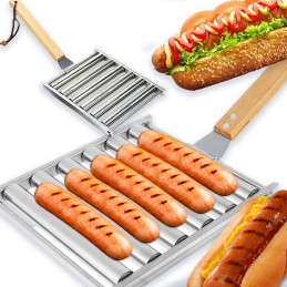 Besisukančios grilio dešrelių grotelės skirtos dešrainių ir dešrų kepimui