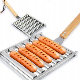 Besisukančios grilio dešrelių grotelės skirtos dešrainių ir dešrų kepimui