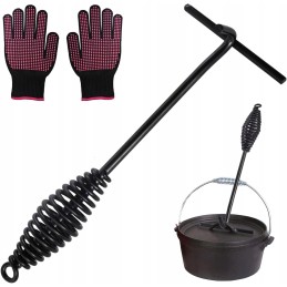 Grilio dangčio pakėlimo rankena 26cm pirštinių grilio rinkinys