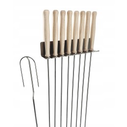 Židinio šakių laikiklis ir atramos 8 vienetams, nerūdijančio plieno stallux kabykla