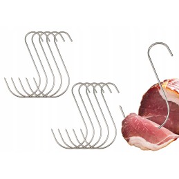 S 315 rūkymo kabliukai 10 vienetų, 15 cm storio, 3 mm šalto kumpio gabalams rūkyti