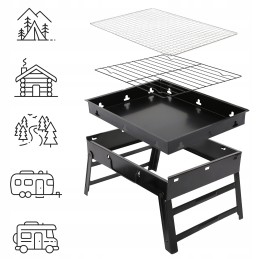 Turistinė sulankstoma anglių kepsninė, sodo lagaminas, chromuotos grotelės