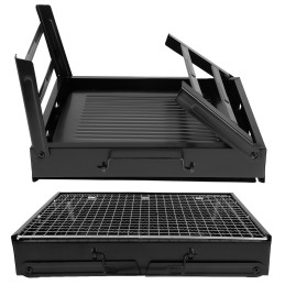 Turistinė sulankstoma anglių kepsninė, sodo lagaminas, chromuotos grotelės