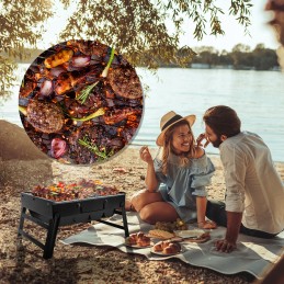 Turistinė sulankstoma anglių kepsninė, sodo lagaminas, chromuotos grotelės