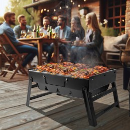 Turistinė sulankstoma anglių kepsninė, sodo lagaminas, chromuotos grotelės