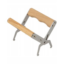 Rėmo griebtuvas, plieninis su medinėmis rankenomis.