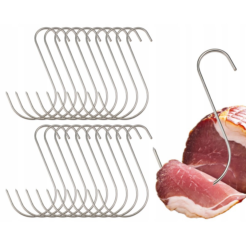 S 315 rūkymo kabliukai 20 vienetų, ilgis 15cm, storis 3mm, šaltiems kumpio gabalams rūkyti