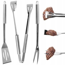 Plieninių bbq grilio įrankių rinkinys