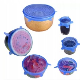 Universalūs silikoniniai dangteliai maistui, mėlyni, 6 vnt.
