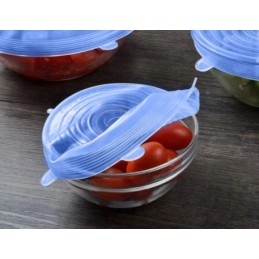 Universalūs silikoniniai dangteliai maistui, mėlyni, 6 vnt.