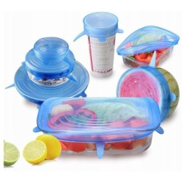 Universalūs silikoniniai dangteliai maistui, mėlyni, 6 vnt.