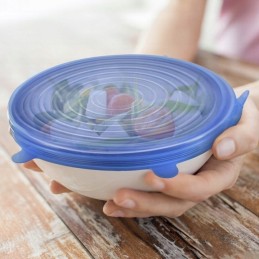 Universalūs silikoniniai dangteliai maistui, mėlyni, 6 vnt.